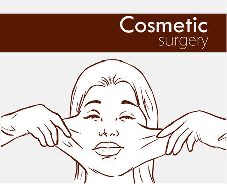 surgeon hands with woman plastic surgery process vector illustrationのイラスト素材