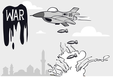 Middle East War and  Military Aircraft  Bomberのイラスト素材
