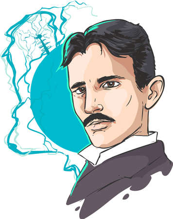 Vector illustration of a Nikola Tesla - portraitのイラスト素材