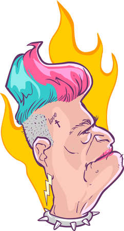 Funny old rock fan. Active senior woman. Humorous illustration.のイラスト素材