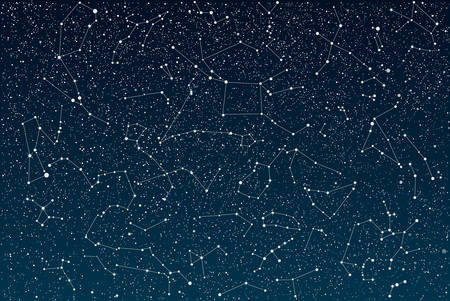 Vector objects. 12 signs of the zodiac on a background of the starry sky. Set of zodiac signs. Horoscope.のイラスト素材