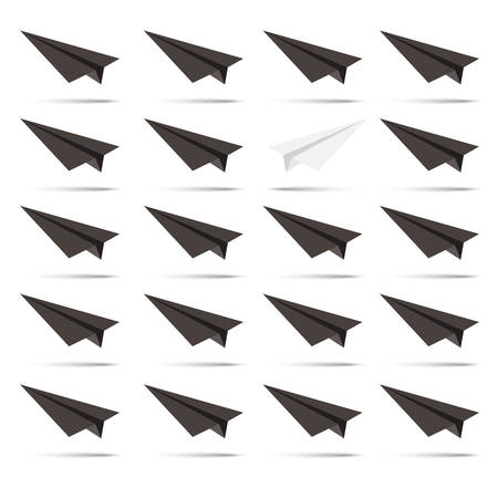 Paper white plane on a white background.のイラスト素材
