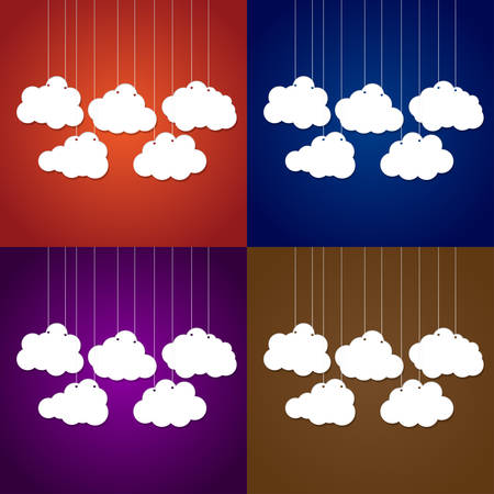 White clouds on a thread on a dark blue backgroundのイラスト素材