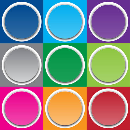 Paper round colorful banner. Colorful circle button.のイラスト素材