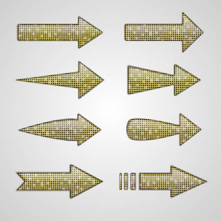 Vector silver arrows with elements of sequins. Abstract arrows. Direction.のイラスト素材