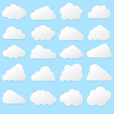 Paper clouds on a multi-color background. Objects.のイラスト素材