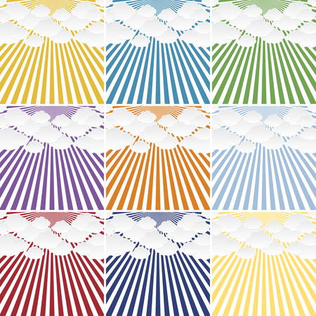 Clouds on a background of the sun rays.のイラスト素材