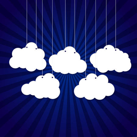 White clouds on a thread on a dark blue backgroundのイラスト素材