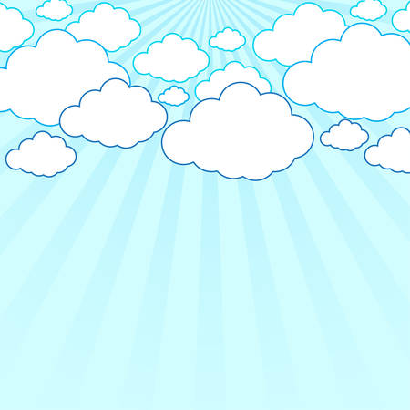 Clouds on a background of the sun rays.のイラスト素材