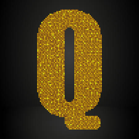 Letters, numbers and symbols in the form of gold sequins.のイラスト素材