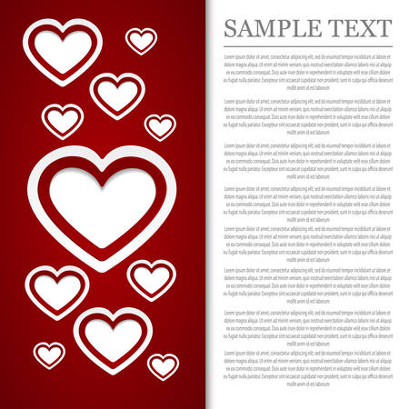 White paper hearts on a red background card.のイラスト素材