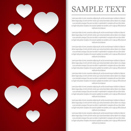 White paper hearts on a red background card.のイラスト素材