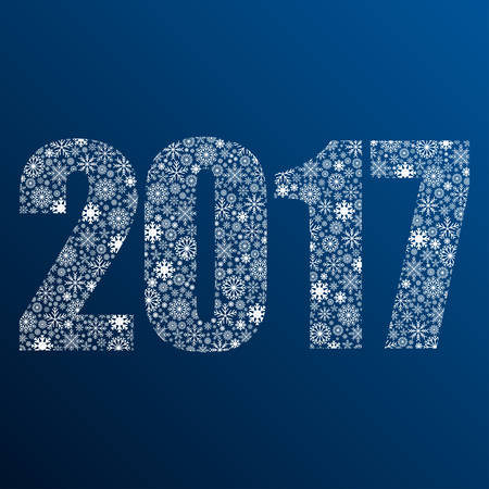 2017 background of snowflakes. Number text of symbol year 2017. Illustration in vector format.