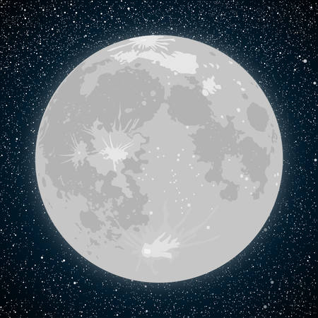 Vector realistic background Starry night sky Stars. Vector Moon. Crater.のイラスト素材