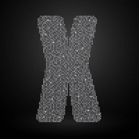 Letters, numbers and symbols in the form of silver sequins.のイラスト素材