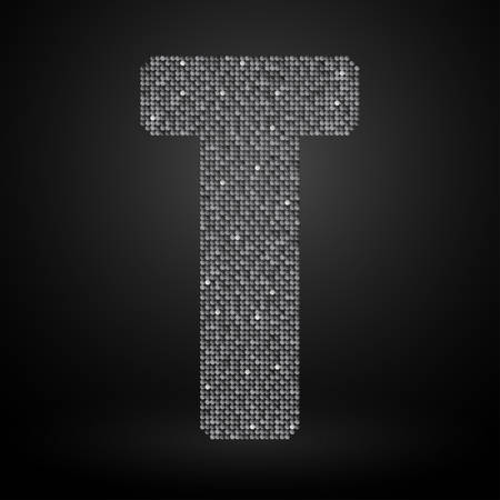 Letters, numbers and symbols in the form of silver sequins.のイラスト素材