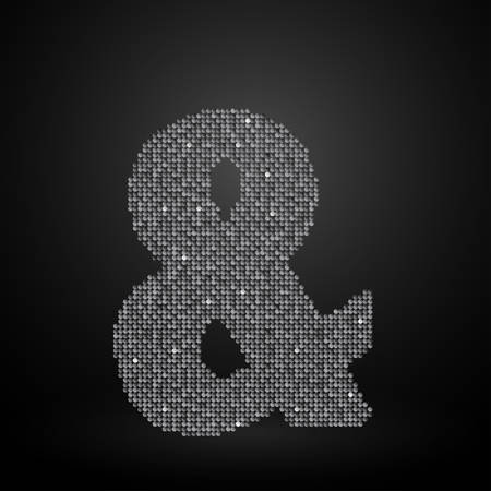 Letters, numbers and symbols in the form of silver sequins.のイラスト素材