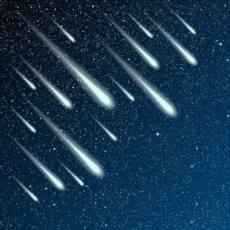 Vector background. Starry night sky. Stars, sky, night. The night the starry dark blue sky in stars. Comet, meteor.のイラスト素材