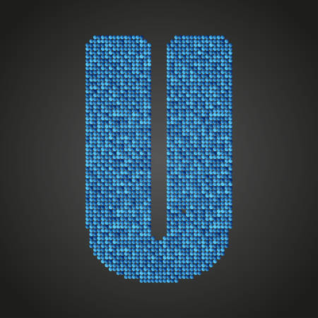 Letters, numbers and symbols in the form of blue sequins.のイラスト素材