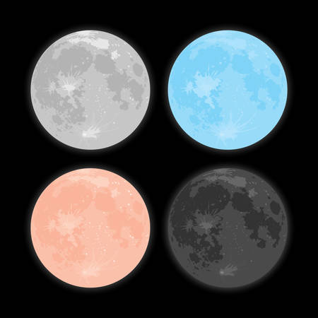 Vector realistic background Starry night sky Stars. Vector Moon. Crater. Set.のイラスト素材