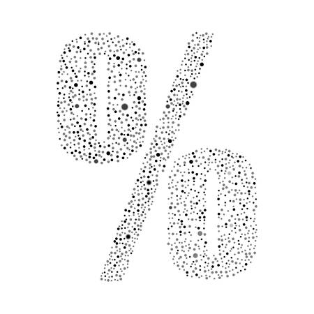 Sign percent  vector design. Excellent illustration. Modern Signs Circle Bubble White Symbol Icon on Black Background. Vector Object for Web Design.のイラスト素材