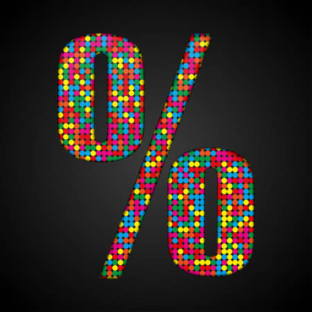 Letters, numbers and symbols in the form of colorful sequins.のイラスト素材