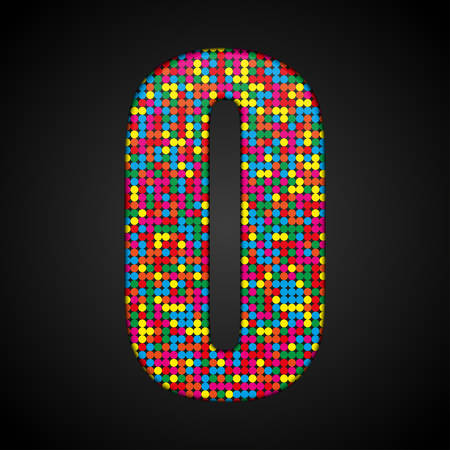 Letters, numbers and symbols in the form of colorful sequins.のイラスト素材