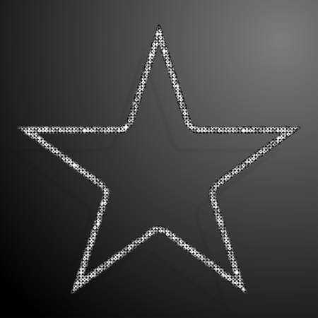 Frame made of Silver sequins in the form star. Mosaic sequins glitter sparkle stars.のイラスト素材