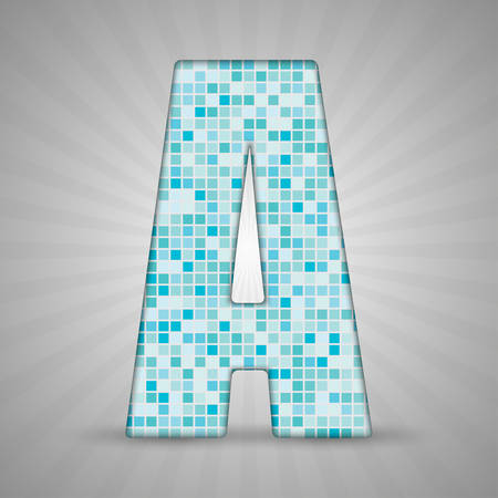 Letters, symbols, and numbers in the form of blue tiles.のイラスト素材