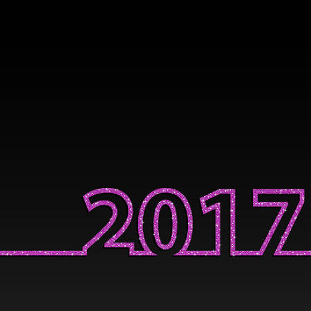 2017 Happy New Year background for your card. Sparkle glitter background. Glittering Pink sequins frame.のイラスト素材