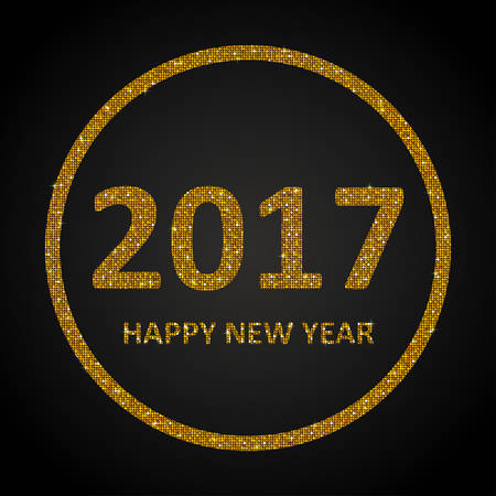 Happy New Year background for your card. Sparkle glitter background. Glittering Gold golden sequins...