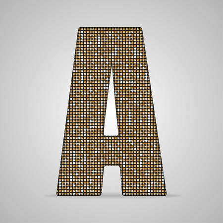 Letters, numbers and symbols in the form of gold sequins.のイラスト素材