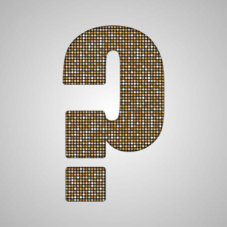 Letters, numbers and symbols in the form of gold sequins.のイラスト素材