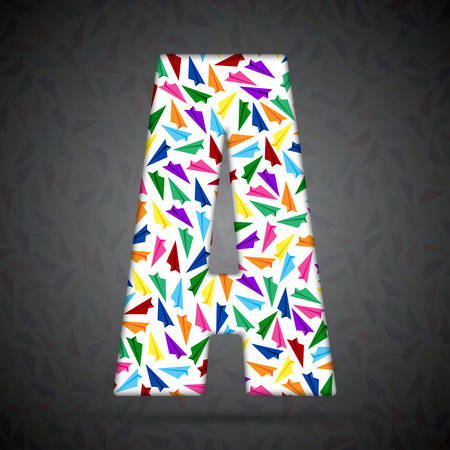 The alphabet in the form of multi-colored paper planes.のイラスト素材