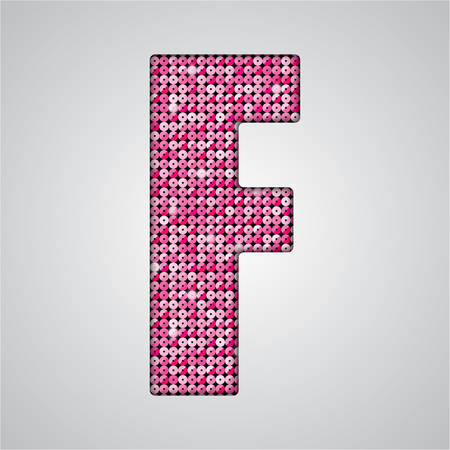 Letters, numbers and symbols in the form of pink sequins.のイラスト素材