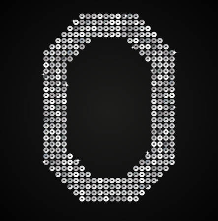 Letters, numbers and symbols in the form of silver sequins.のイラスト素材