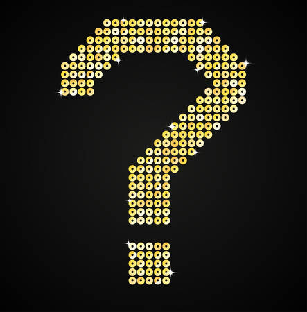 Letters, numbers and symbols in the form of gold sequins.のイラスト素材