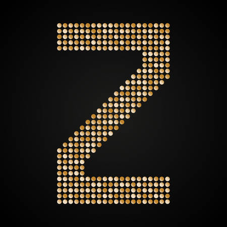 Letters, numbers and symbols in the form of gold sequins.のイラスト素材