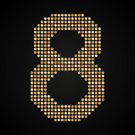 Letters, numbers and symbols in the form of gold sequins.のイラスト素材