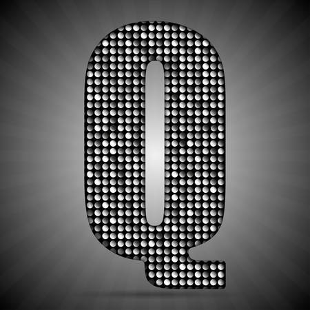 Letters, numbers and symbols in the form of silver sequins.のイラスト素材