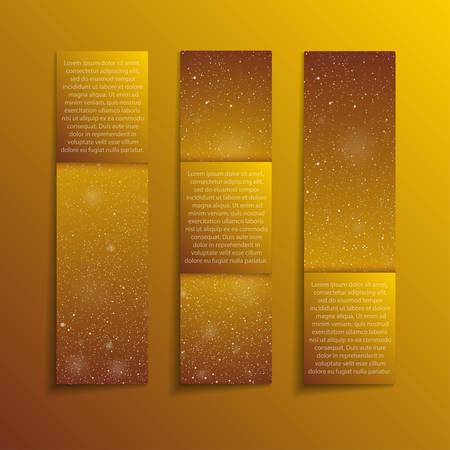Set of Vertical Paper Gold Golden Rectangle Banners. Vector Illustration. Snow, Blizzard. Winter Holiday New Year and Christmas. Winter Sale and Discount. Mock up, Card.のイラスト素材