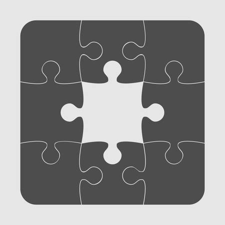 9 Grey Puzzles Pieces Arranged in a Square - JigSaw - Illustration. Object. Icon. Symbol.のイラスト素材