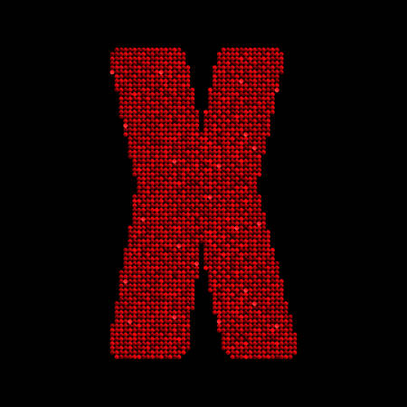 Letters, numbers and symbols in the form of red sequins.のイラスト素材