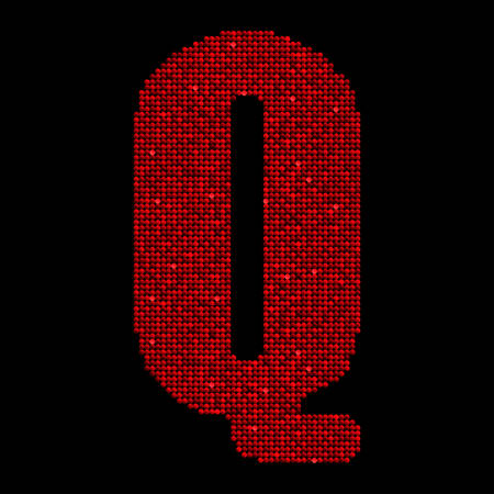 Letters, numbers and symbols in the form of red sequins.のイラスト素材