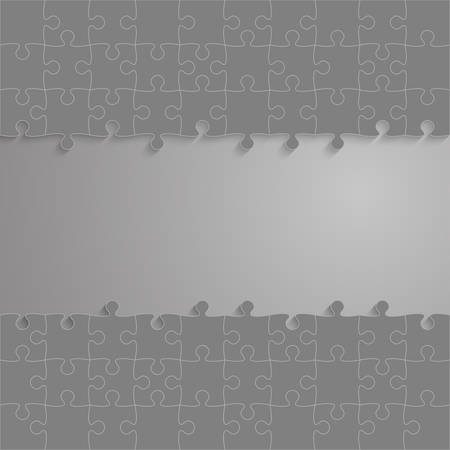 100 Grey Frame Puzzles Pieces Arranged in a Square - JigSaw - Illustration.のイラスト素材