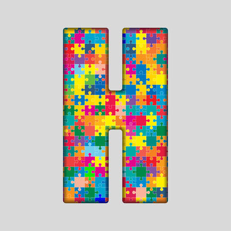 Puzzle Jigsaw Letter - H. Jigsaw made of Colored Puzzle Piece -  Illustration. Puzzle Font. Creative Toy Alphabet. Web Design and Graphic .のイラスト素材