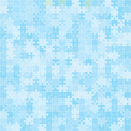 400 Blue Puzzles Pieces Arranged in a Square - JigSaw - Illustration.のイラスト素材