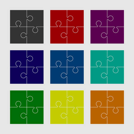 Four Color Piece Flat Puzzle Round Infographic Presentation. 4 Step Circle Business Diagram. Four Section Compare Service . Illustration Template Shape . Abstract Background.のイラスト素材