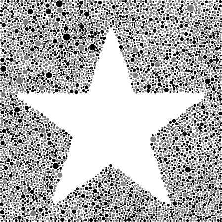 Illustration for Abstract with Black Grey Bubbles Star Frame on White Background. Random Dots for your Amazing Design. Star Banner. - Royalty Free Image