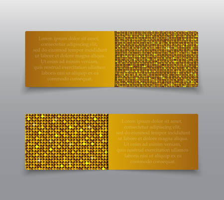 Golden Sequins Banners. Card, Brochure, Probe.のイラスト素材